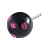 1 Paar Polaris Ohrstecker mit Strass 8mm Schwarz glänzend / Fuchsia